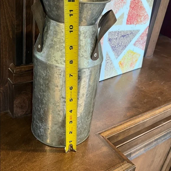 Rustic Silver Metal Milk Can Vase Vintage Look - Picture 5 of 5